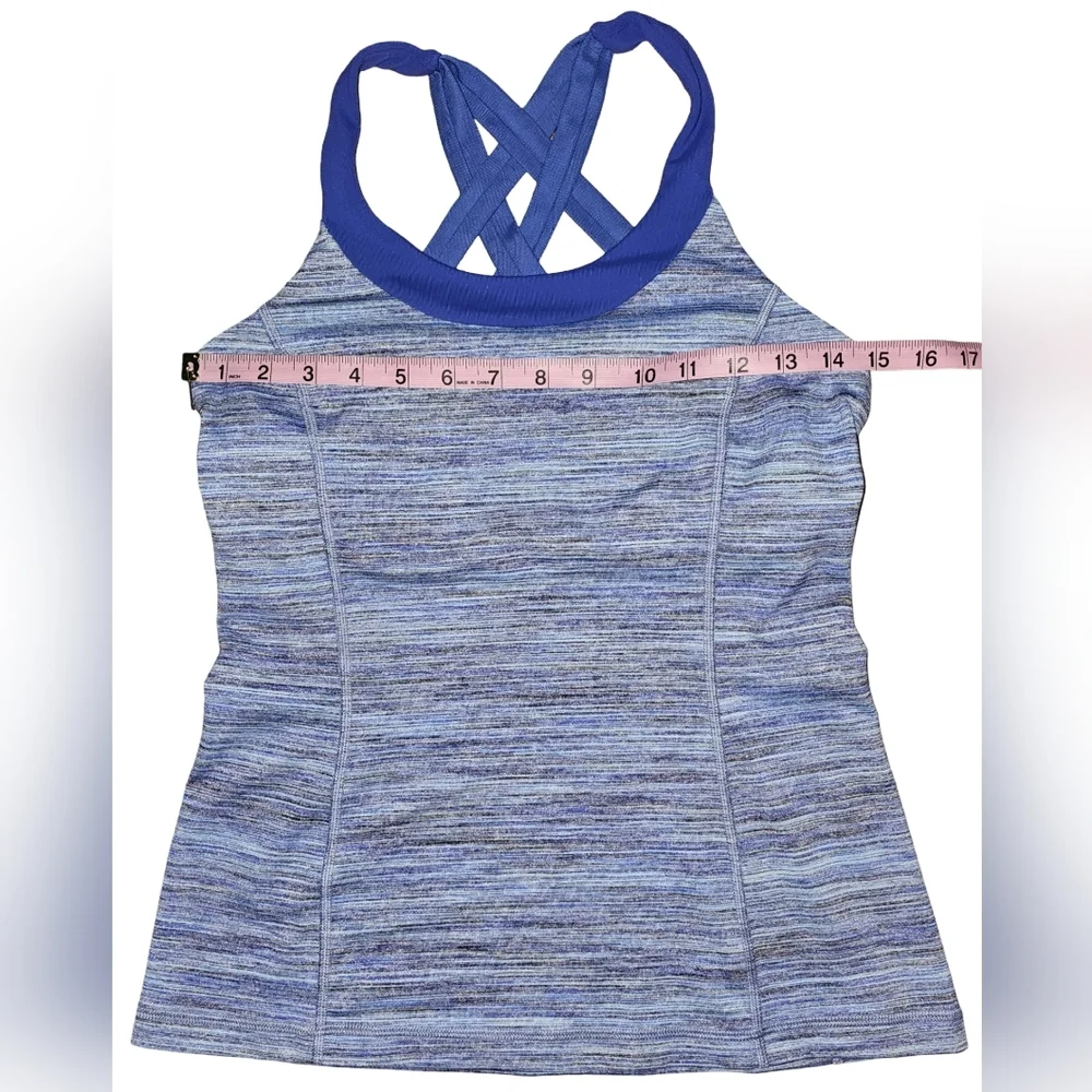 Lululemon Enhearten Tank Top Blue Strappy Back Camo Space Dye Racerback Sz 8 - Picture 9 of 15
